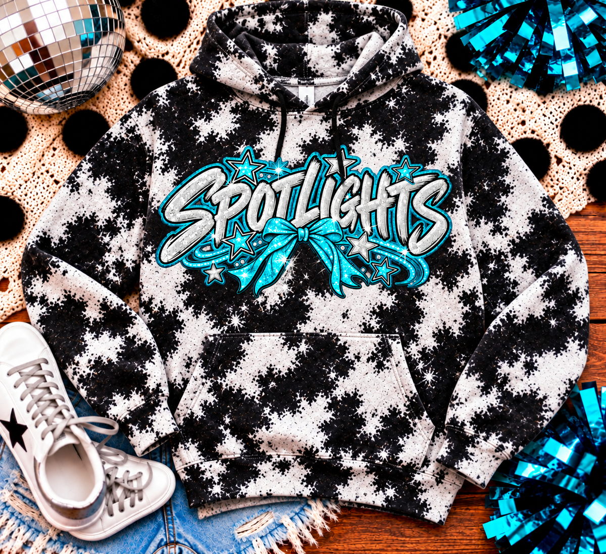Spotlights Faux Glitter Graphic Shirt