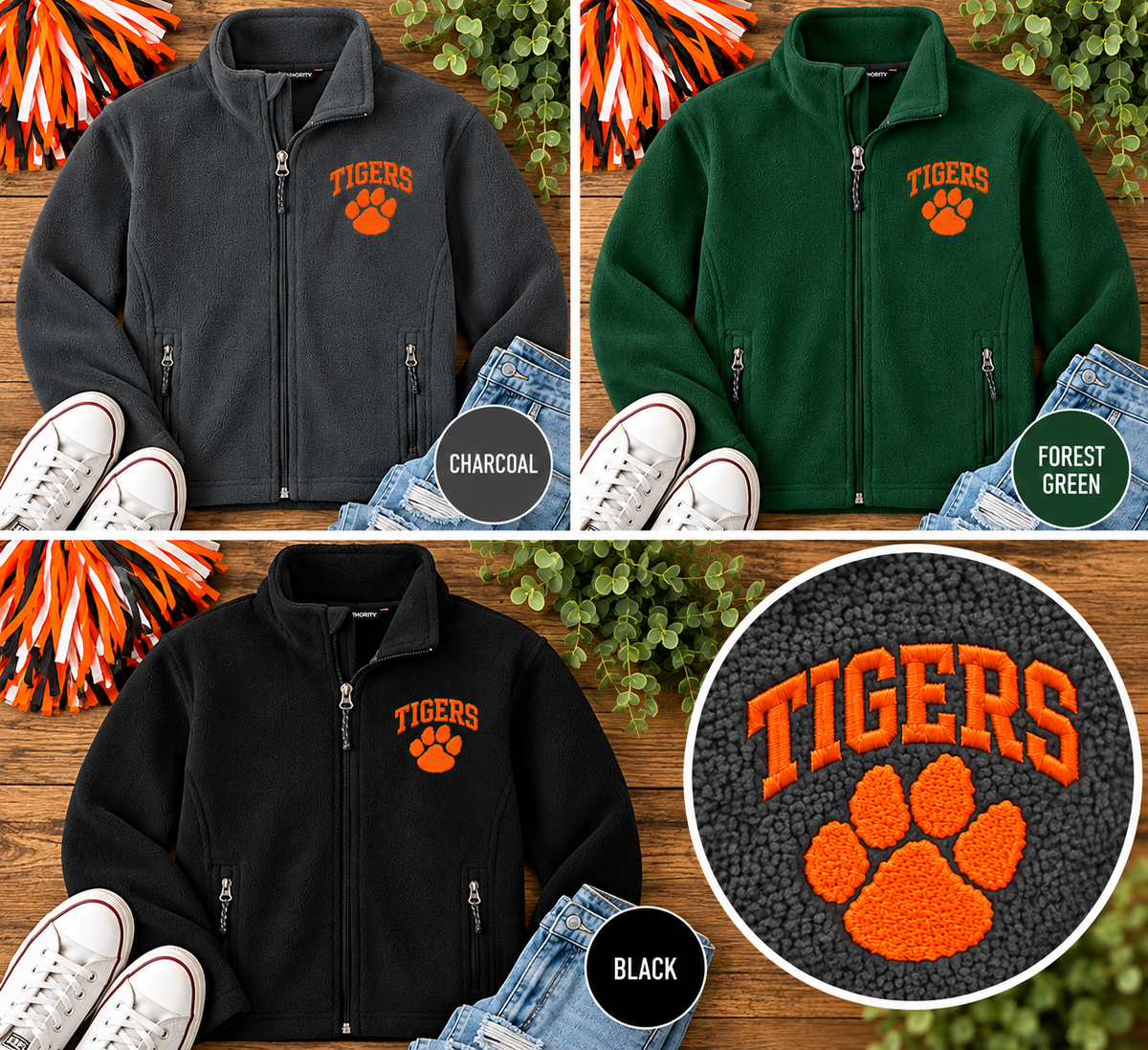Tigers Embroidered Fleece Jacket